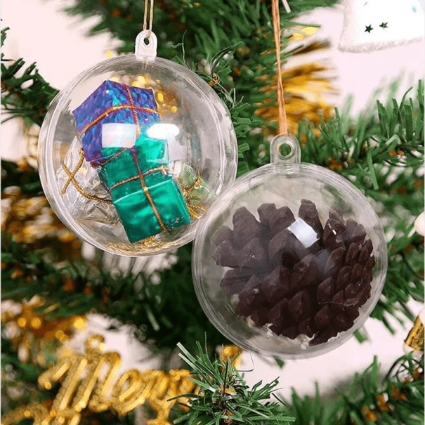 10 unidades de bolas transparentes abertas de 6 cm Decorações de Natal de plástico para árvore DIY decoração para encher e criar 1
