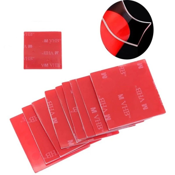 10 unidades de cinta adhesiva de doble cara acrílica transparente cuadrada, impermeable, autoadhesiva, 30 x 30 mm, resistente al agua, para montaje 1