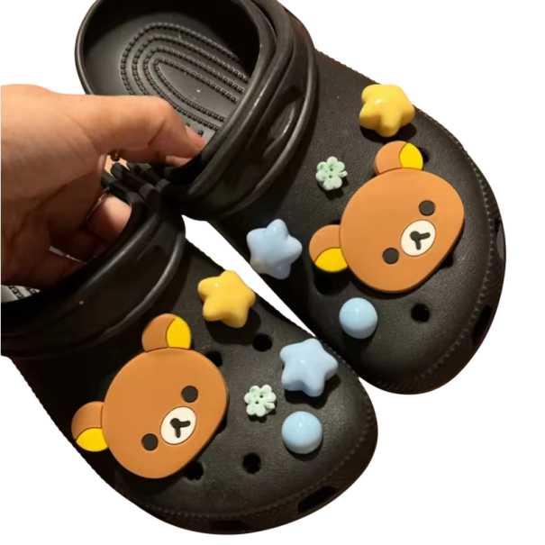 10 unidades de Decorações para crocs 2x urso e várias formas amarelo azul castanho adornos para calçado conjunto de acessórios para calçado 1