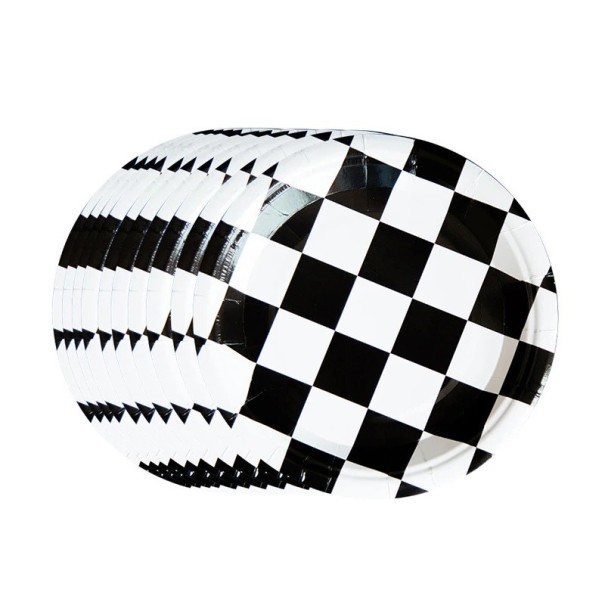 10 unidades de Platos de Papel 22,9 cm Diseño de Carreras a Cuadros Platos de Fiesta para Cumpleaños Infantiles Decoraciones de Carreras para la Mesa de Fiesta 1