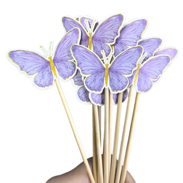 10 unidades de Zapichovátka para bolo Motas na espetos Decoração para bolo cupcakes e sobremesas Motas decorativas para festas de aniversário roxo