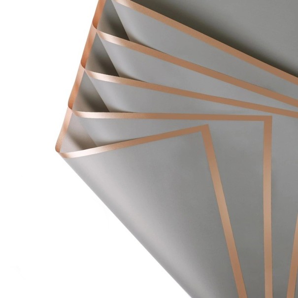 10 vellen waterdicht inpakpapier 58 x 58 cm voor bloemen met gouden randen Elegante verpakking voor boeketten Verschillende kleuren Ideaal voor bruiloften en verjaardagen lichtgrijs