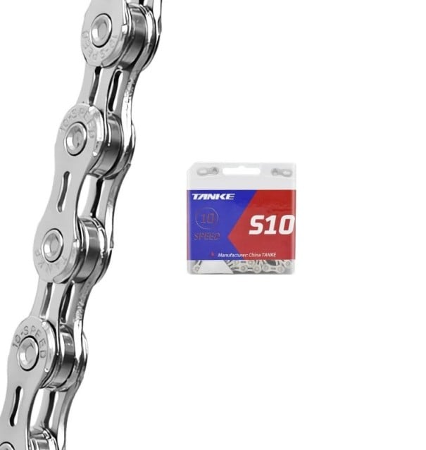 10 Versnelling Fiets Ketting TANKE S10-LY 1/2" x 11/128" 116 Schakels Halfgat met Snelsluiting MTB Wegfiets grijs