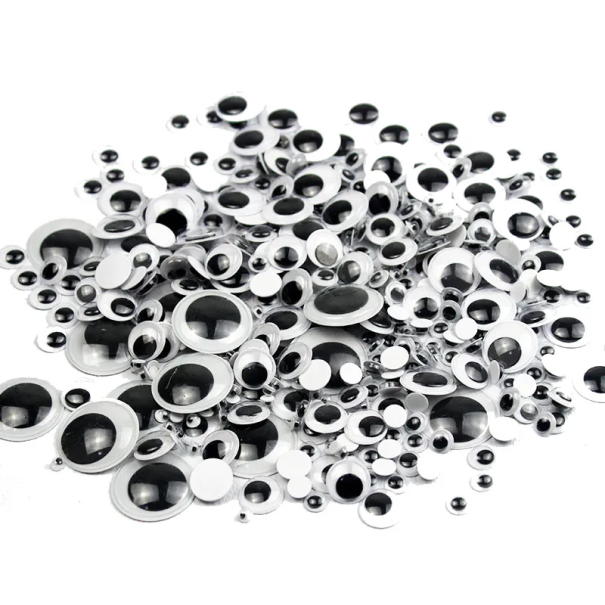 100 buc Ochi mobili autoadezivi 7 dimensiuni 5–30 mm Ochi din plastic pentru creație Lucru manual Decorațiuni seturi creative DIY 1