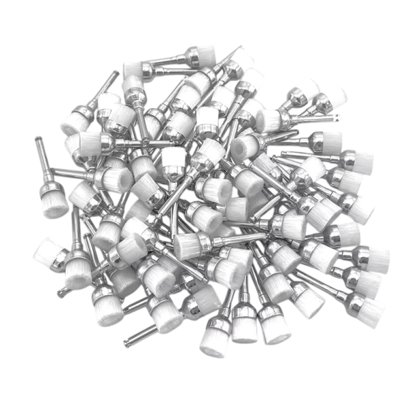 100 Disposable Nylon Tooth Polisher Cups for Whitening and Cleaning Teeth Dental Prophylactic Brushes white