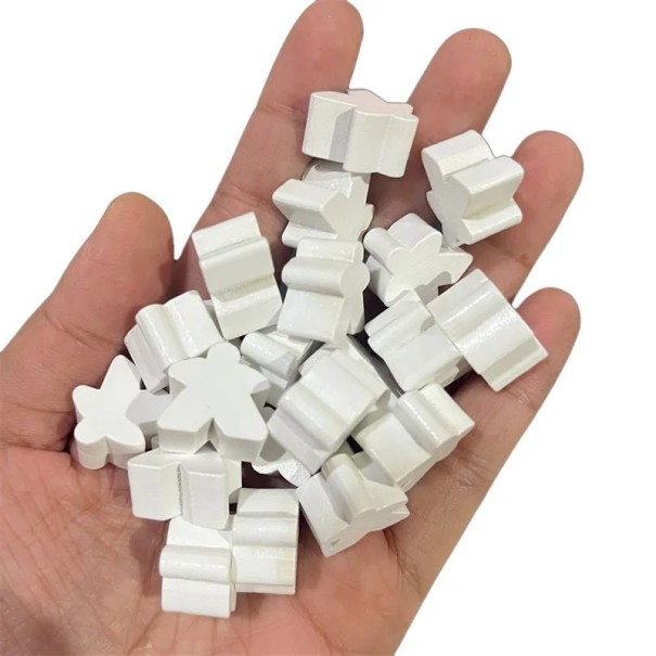 100 dřevěných figurek 16 x 16 mm Náhradní figurky do stolních her Různé barvy bílá