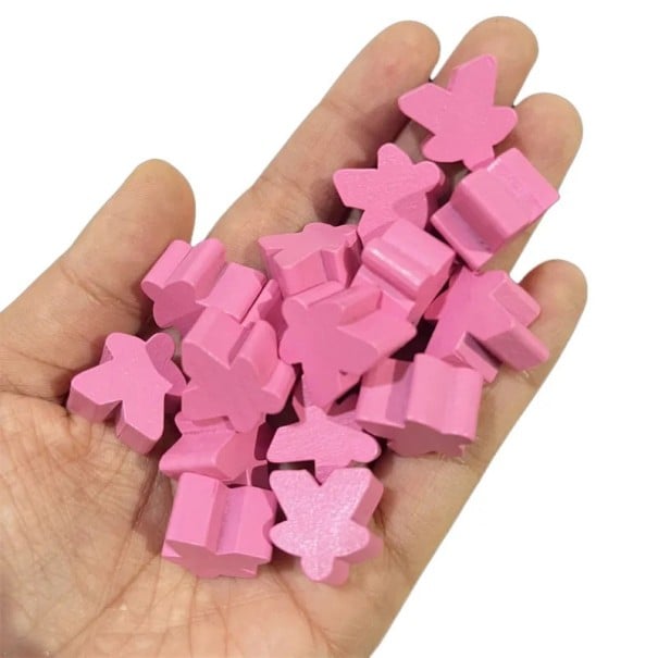 100 dřevěných figurek 16 x 16 mm Náhradní figurky do stolních her Různé barvy světle růžová