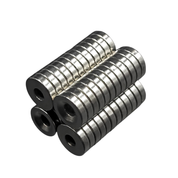 100 imanes redondos de neodimio superfuertes con orificio de 12 x 3 mm y orificio de 4 mm para montaje en techos, fabricación de tecnología 1