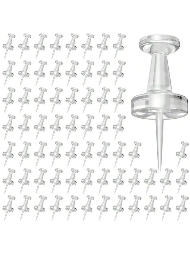 100 ks připínáčky na nástěnku průhledné délka 2,7 cm kancelářské špendlíky pro připnutí poznámek dokumentů a fotografií 1