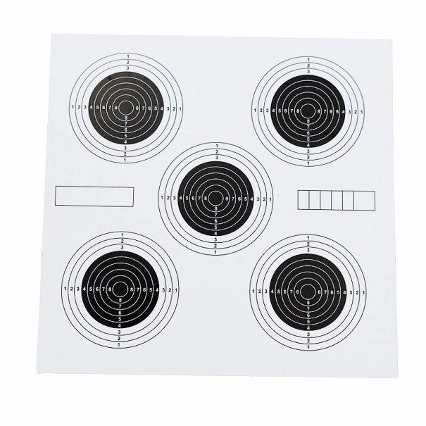100 pcs Cibles en papier 14 x 14 cm Cinq en un Cibles de tir avec un centre sombre cercles concentriques zone pour l'enregistrement des impacts 1