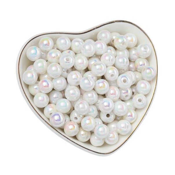 100 pezzi di perline in acrilico da 6 mm Forma rotonda Acrilico Adatte per bracciali orecchini collane Creazione decorazioni Produzione gioielli Perline bianco