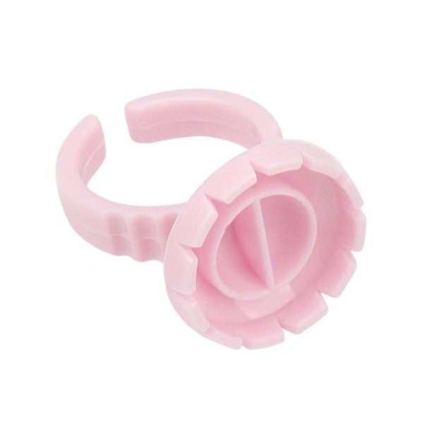 100 pièces d'anneaux en plastique pour colle forme ronde 2,3 x 1,5 cm Supports jetables pour cils Pigment de tatouage Coupelles en éventail Outils cosmétiques rose