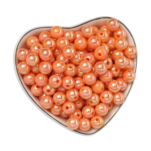 100 pièces de perles en acrylique de 6 mm Forme ronde Acrylique Convient pour bracelets boucles d'oreilles colliers Création de décorations Fabrication de bijoux Perlage orange