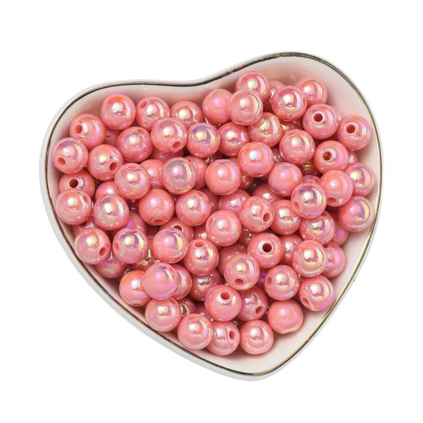 100 pièces de perles en acrylique de 8 mm Forme ronde Acrylique Adaptées pour bracelets boucles d'oreilles colliers Création de décorations Fabrication de bijoux Perlage rose clair