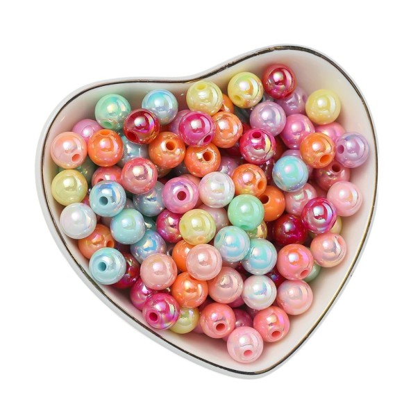 100 piezas de cuentas de acrílico de 6 mm Forma redonda Acrílico Adecuadas para pulseras pendientes collares Creación de decoraciones Fabricación de joyas Enhebrado de cuentas multicolor
