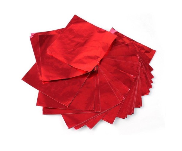 100 stk Chokolade indpakningsfolie 8 x 8 cm rød