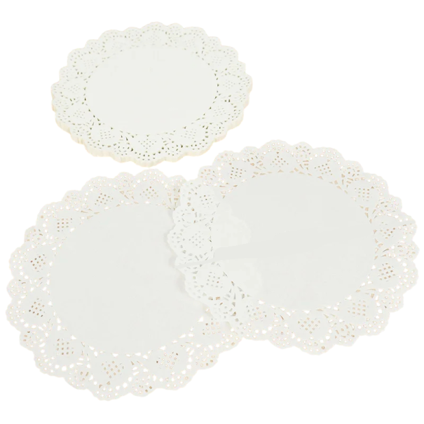 100 stuks Papieren kanten servetten ronde decoratieve onderzetters diameter 215 mm papieren witte kanten servetten voor taarten desserts en tafeldecoraties 1