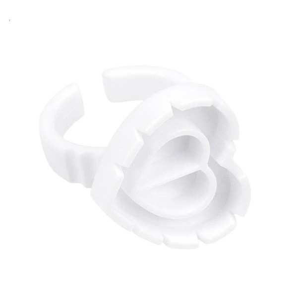 100 stuks Plastic lijpringen in de vorm van een hart 2,3 x 1,3 cm Wegwerp houders voor wimpers en pigmenten Ventilator beker Gereedschap voor wimpers wit