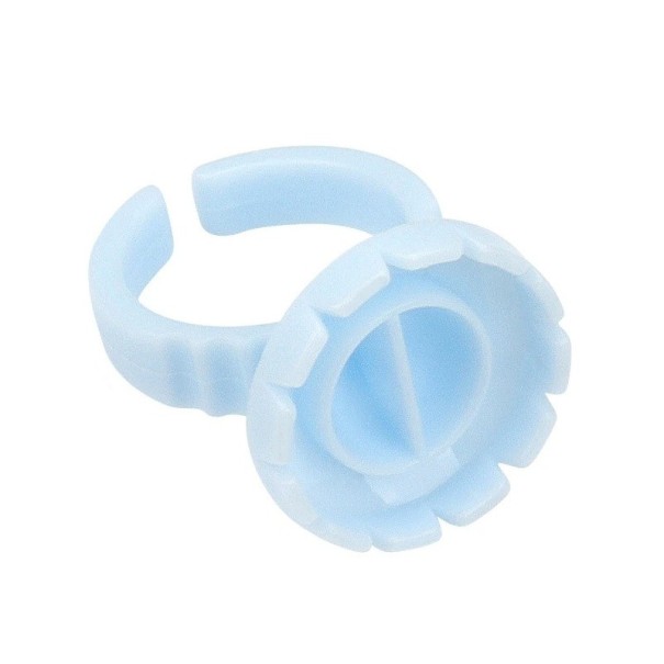 100 sztuk plastikowych pierścionków na klej okrągły kształt 2,3 x 1,5 cm jednorazowe uchwyty do rzęs pigmenty do tatuażu pojemniki wachlarzowe narzędzia kosmetyczne niebieski