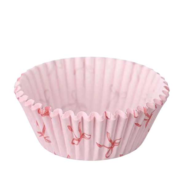 100 τμχ Χάρτινα κασόνια για cupcakes Ροζ κασόνια με φιόγκους Φόρμες για muffins Χάρτινα κασόνια για cupcakes γενέθλια 1