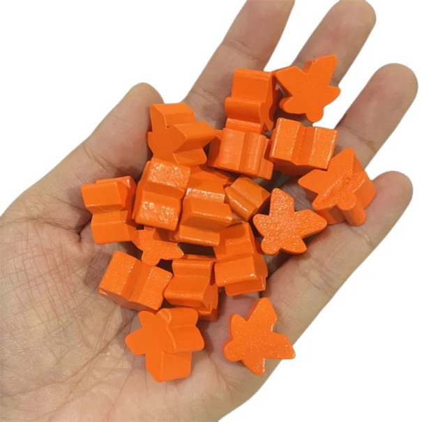 100 træfigurer 16 x 16 mm Erstatningsfigurer til brætspil Forskellige farver orange