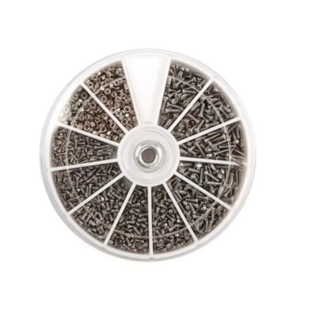 1000 ks sada mini šroubků a matic M1–M1.6 různé velikosti stříbrná pro opravy brýlí, elektroniky a kutilské projekty 1