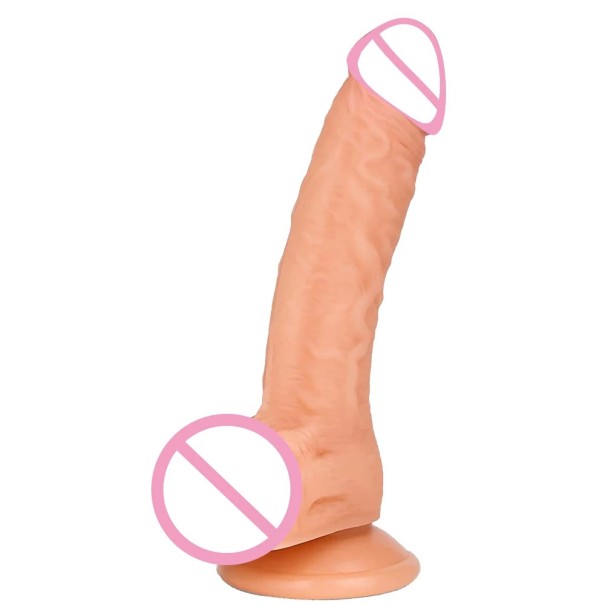 Realistisk konstgjord dildo med sugkopp 18 x 3,5 cm ådring vattentät mycket flexibel diskret förpackning 1