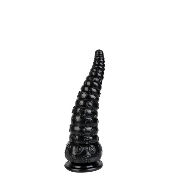 Svart gummi anal massagedildo med tentakelformad sugkopp storlek S 16 x 5,2 cm vattentät lätt att rengöra diskret förpackning 1