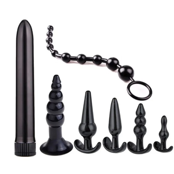 Set med 7 erotiska leksaker vibrator butt plugs anal bollar silikon för honom och hennes diskreta förpackning 1