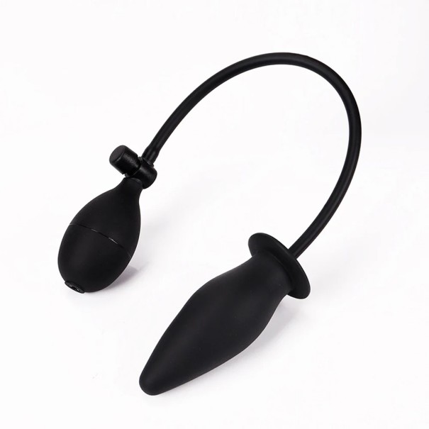 Silikon uppblåsbar buttplug 10,7 cm med pump, flexibelt, böjligt material, enkel storleksjustering, diskret förpackning 1