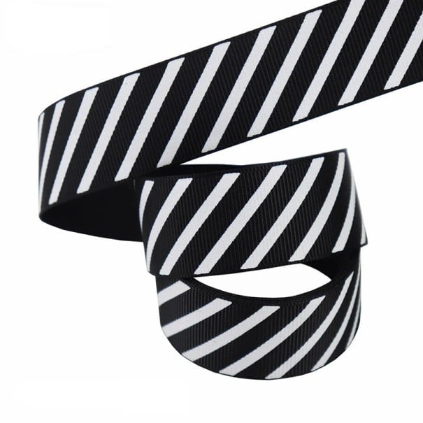 Randigt band 25 mm x 9,1 m Dekorativt band för presenter Kreativt skapande Satinband för att arrangera Handgjorda dekorativa förpackningar svart