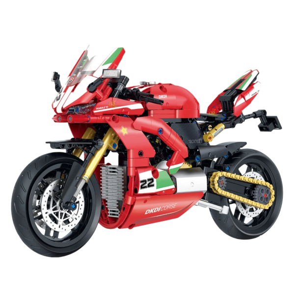 Rød motorcykel byggesæt til racerløb 597 dele 33,6 x 11 x 20 cm Foldbar model 1:8 Teknisk byggesæt Til børn og voksne Fra 6 år 1