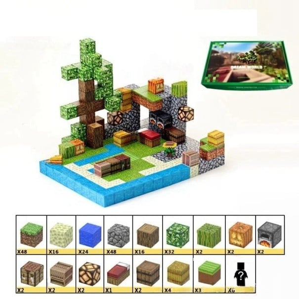 Costruzioni magnetiche 212 pezzi con scatola per mattoncini Motivo rurale 6 figurine Costruzioni creative per bambini Pezzi magnetici 1