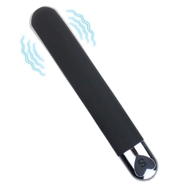 Silikonvibrator med slät yta, behaglig och hudvänlig, diskret förpackad och lättskött svart