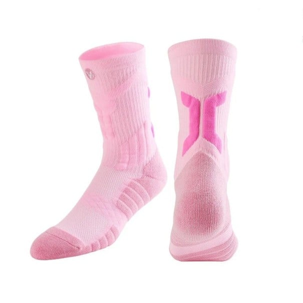 Unisex rutschfeste Sportsocken atmungsaktiv elastisch bis zur Mitte der Wade Laufen Fußballtraining rosa