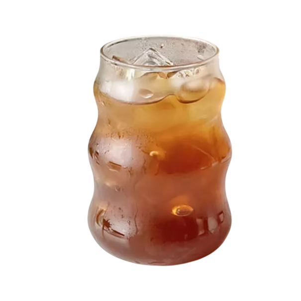 Värmebeständigt glas 530 ml Transparent glasburk av korrugerat glas utan handtag Designerglas för te, kaffe, smoothies, drycker 1