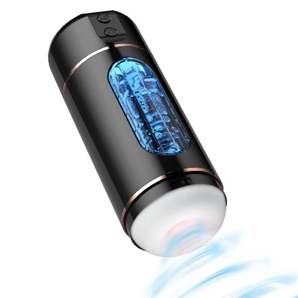 Onani för män med realistisk inredning, 10 vibrationer, 3 lägen och 4 språk, USB-laddning, avtagbar TPE-inredning, Diskret förpackning 1