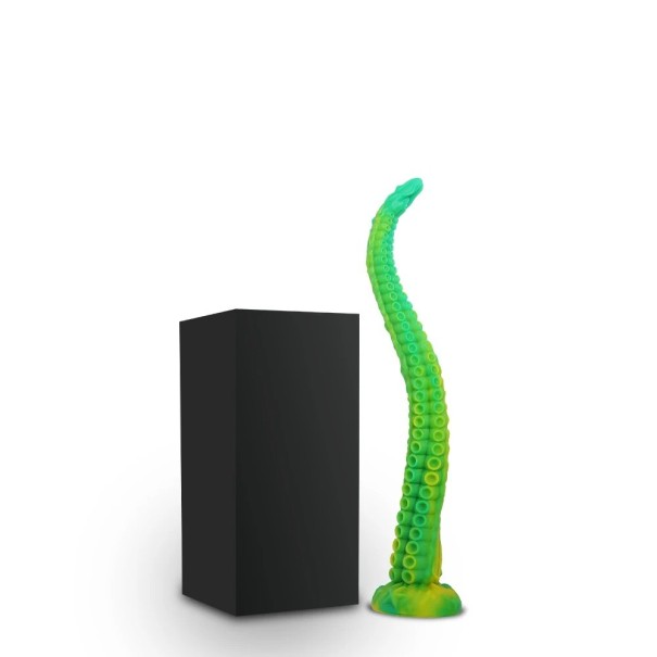 Lång grön buttplug i form av en bläckfisktentakel med realistisk yta, längd 34 cm, sugkopp, diskret förpackning 1