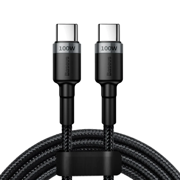 100W Fast Charging USB-C Cable 2 m Dual USB C to USB Type C PD 5A Data Charging Cable Synchronisation and Charging black