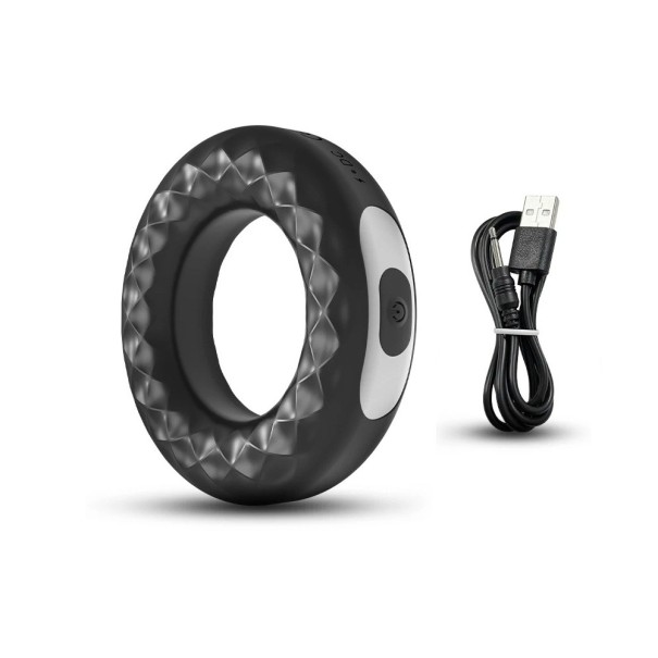 Vibrerande cockring i silikon med en diameter på 7 cm med fjärrkontroll, 10 vibrationslägen och USB-laddning, vattentät, diskret förpackning 1