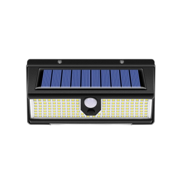 Solar LED-ljus 190 LED IP65 Vattentät utomhusvägglampa med rörelsesensor 4 ljuslägen Dekorativ trädgårdslampa 1