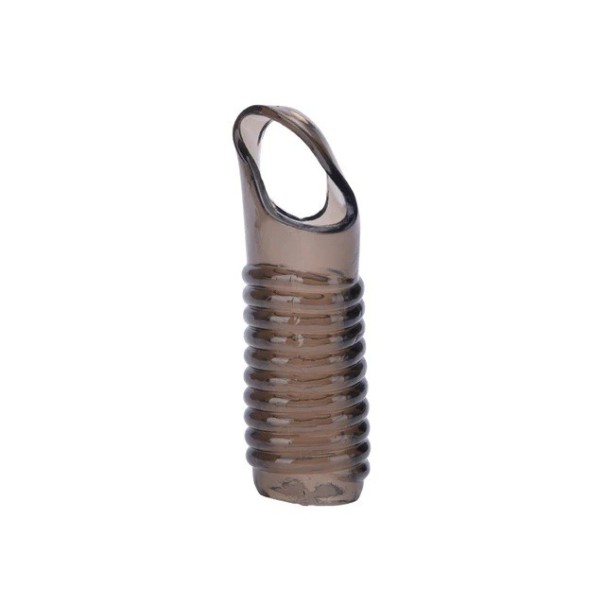 Silikonsvart transparent penishylsa 11,5x3,5 cm med ringar diskret förpackning 1