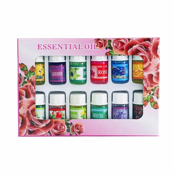 Eterisk olja Set 12×3 ml naturliga dofter för aromaterapi och luftfräschare Lavendel Rose Ocean Orange Jasmin 1