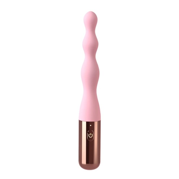 Rosa vibrator i form av analpärlor, 18 cm, 10 vibrationslägen, USB-laddning, silikon, diskret förpackning 1