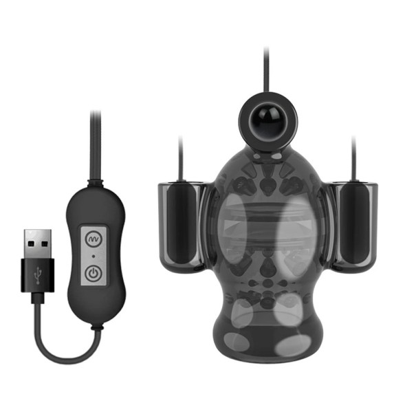 Silikonvibrerande manlig onanator med 20 vibrationslägen och USB-kontroll 6,7x4,6 cm diskret förpackning 1