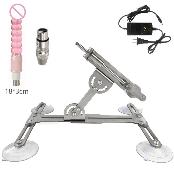Sexsimulator i metall med 4 sugkoppar och rosa kulfäste 18x3 cm teleskopisk rörelse 45 mm diskret förpackning 1