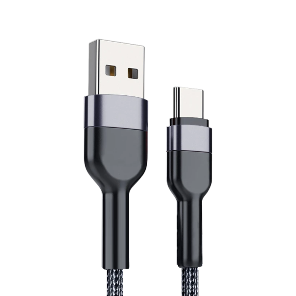 Snabbladdningskabel USB A till USB C 2 m 5A 480 Mbps lång dataladdningskabel Typ C snabbladdning solid hållbar design grå