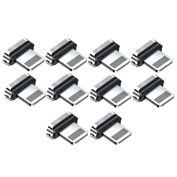 10 st. magnetisk Lightning-adapter med spets, ersättningskontakt, magnetisk kontakt för iPhone iOS-kablar, snabbladdning 3A 1
