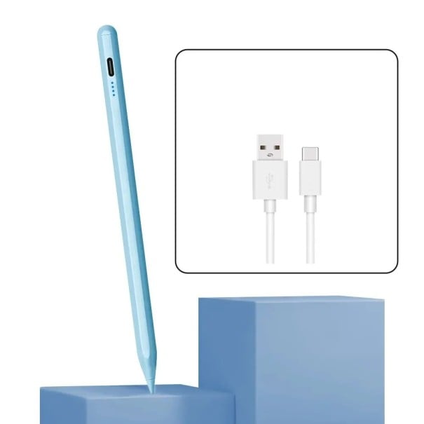 Dotyková pera pro Android a iOS s dotykovým zapínáním, magnetickým uchycením a LED indikátorem stavu baterie modrá