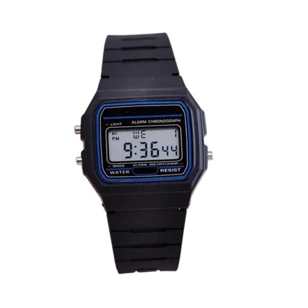 Digitala sportklockor för män LED-display Vattentåliga silikonarmband 22 cm Armbandsur 33 mm svart